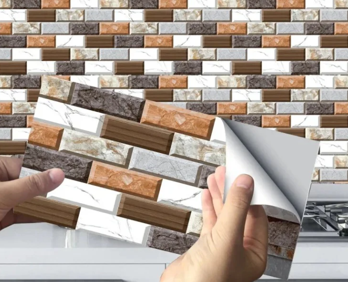 Waterproof Wall Sticker, 24pcs/set 3D Brick Design Self-Adhesive Waterproof Wall Sticker