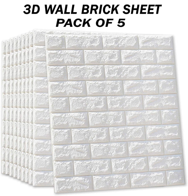 5 Pcs 3D Wall Panels Peel and Stick 27.5 x 30.3 Inch (in Sum 57 sq.ft.) White Brick Wallpaper Self-Adhesive Foam Wall Panels for Living Room Bedroom Background Wall Decor Brand: lehom