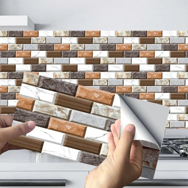 Waterproof Wall Sticker, 24pcs/set 3D Brick Design Self-Adhesive Waterproof Wall Sticker