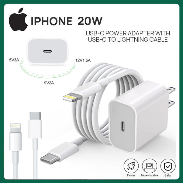 Apple Original 18W charger type C Iphone Supports Output Fast Charger with Lighting to type C cable 1m 3.0 Adapter Fast Wall Adapter USB C Power Adapter compatible with Iphone as well as any USB C enabled Device ibetterlife