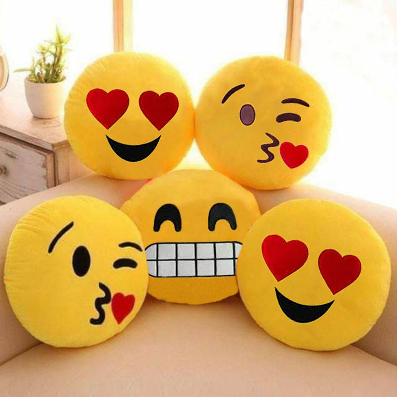 Assorted Emoji Soft Pillows Stuffed Cushions Round Home Decor Pillows 35cm