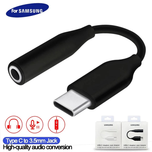 SAMSUNG Type C to 3.5mm Jack Headphone Adapter Converter Mic & Call Cable AUX Earphone