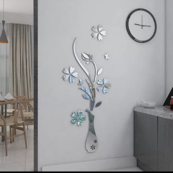Flowers Vase Mirror Wall Stickers ( Acrylic )