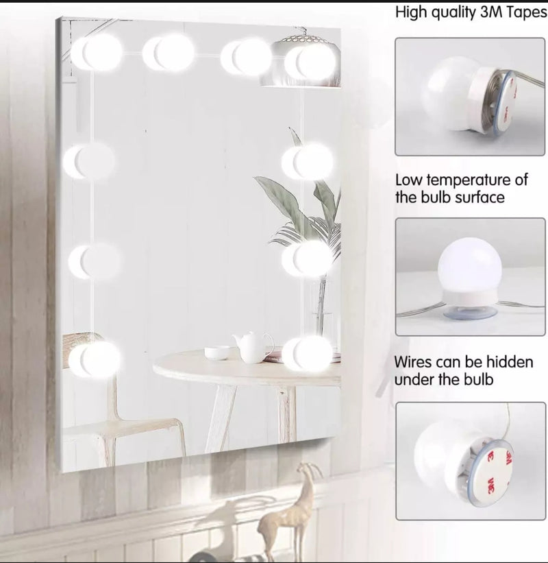Vanity Mirror Lights – Usb  Makeup Lighting 10 Dimmable Light Bulbs – Hollywood Style Led  Kit For Makeup – Table | Bathroom | Dressing | Room