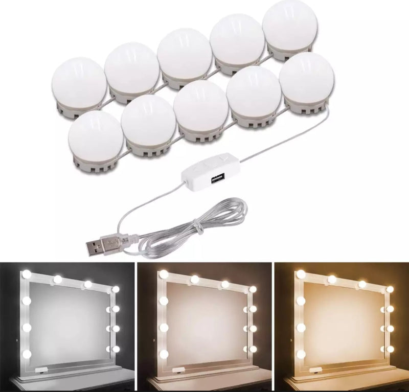 Vanity Mirror Lights – Usb  Makeup Lighting 10 Dimmable Light Bulbs – Hollywood Style Led  Kit For Makeup – Table | Bathroom | Dressing | Room