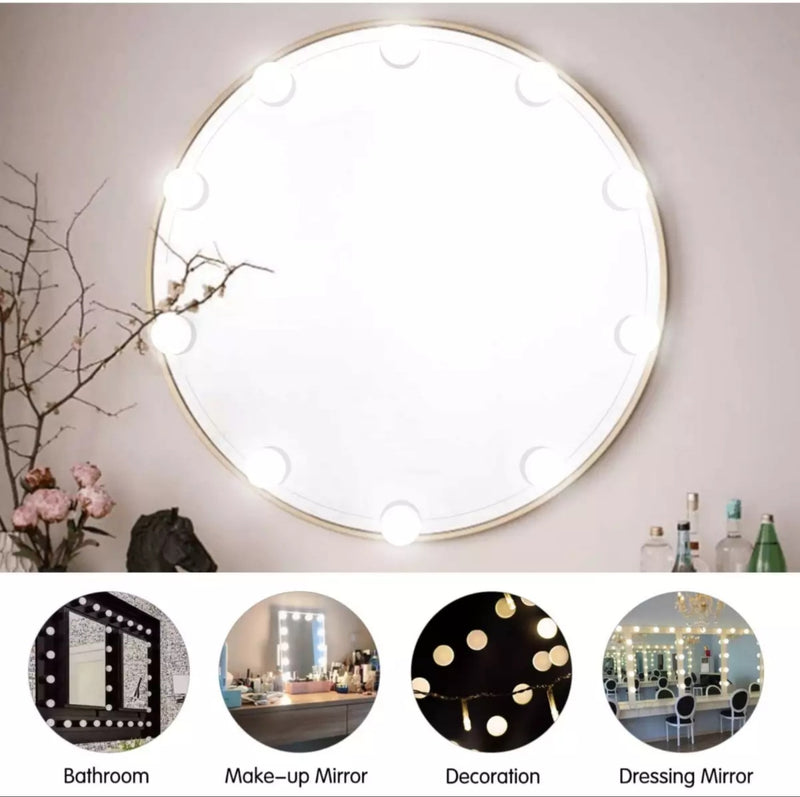 Vanity Mirror Lights – Usb  Makeup Lighting 10 Dimmable Light Bulbs – Hollywood Style Led  Kit For Makeup – Table | Bathroom | Dressing | Room