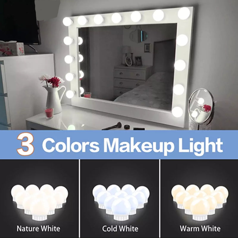 Vanity Mirror Lights – Usb  Makeup Lighting 10 Dimmable Light Bulbs – Hollywood Style Led  Kit For Makeup – Table | Bathroom | Dressing | Room
