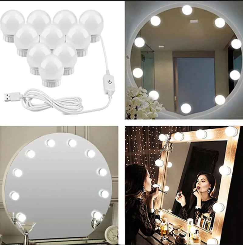Vanity Mirror Lights – Usb  Makeup Lighting 10 Dimmable Light Bulbs – Hollywood Style Led  Kit For Makeup – Table | Bathroom | Dressing | Room