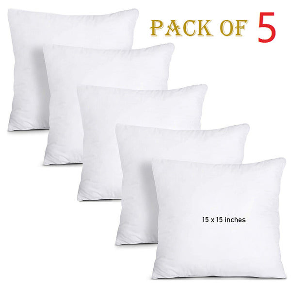 Sofa Cushions Set of Five White - Filled with Imported Ball Fiber polyester Mobile Sathi