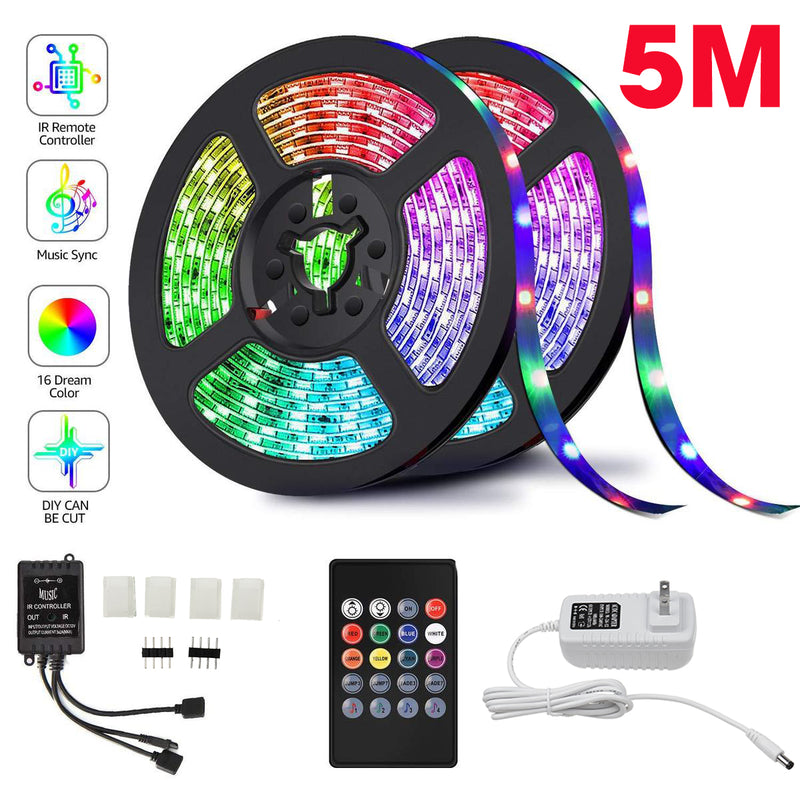 Best Quality RGB Led Strip Light 5M Waterproof Remote control RGB Light and 12V Adapter Rgb Lights For Gaming Room - Complete Kit Mobile Sathi