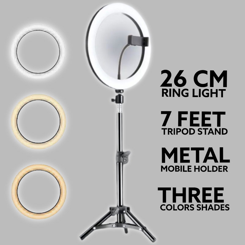 Selfie Ring Light With 7 Feet Tripod Stand with Mobile Holder for Videos - Complete Photography Kit Mobile Sathi