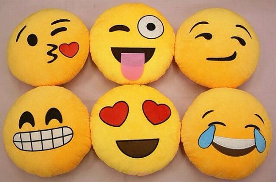 Assorted Emoji Soft Pillows Stuffed Cushions Round Home Decor Pillows 35cm