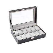 12 Slot Leather Watch and Jewelry Organizer Box